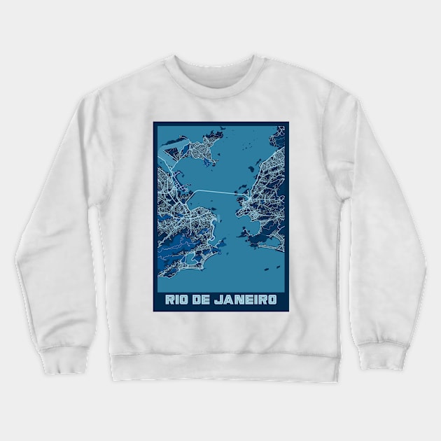 Rio De Janeiro - Brazil Peace City Map Crewneck Sweatshirt by tienstencil